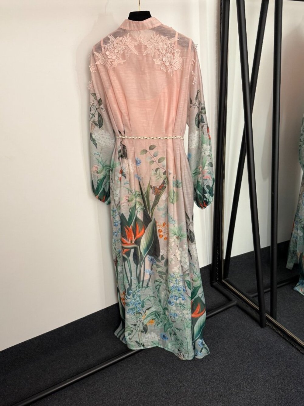 Agua by Agua Bendita Pink Tropical Floral Embroidered Maxi Dress with Slip Linin - Picture 2 of 9